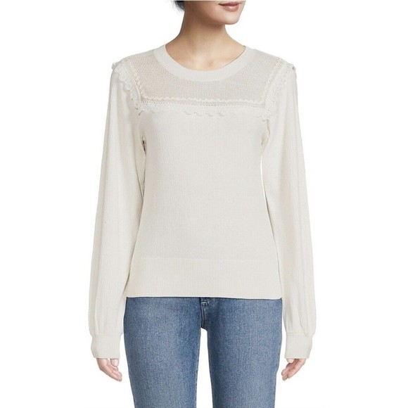 Elie Tahari Women's Silk Blend Open Knit Sweater - Picture 2 of 11